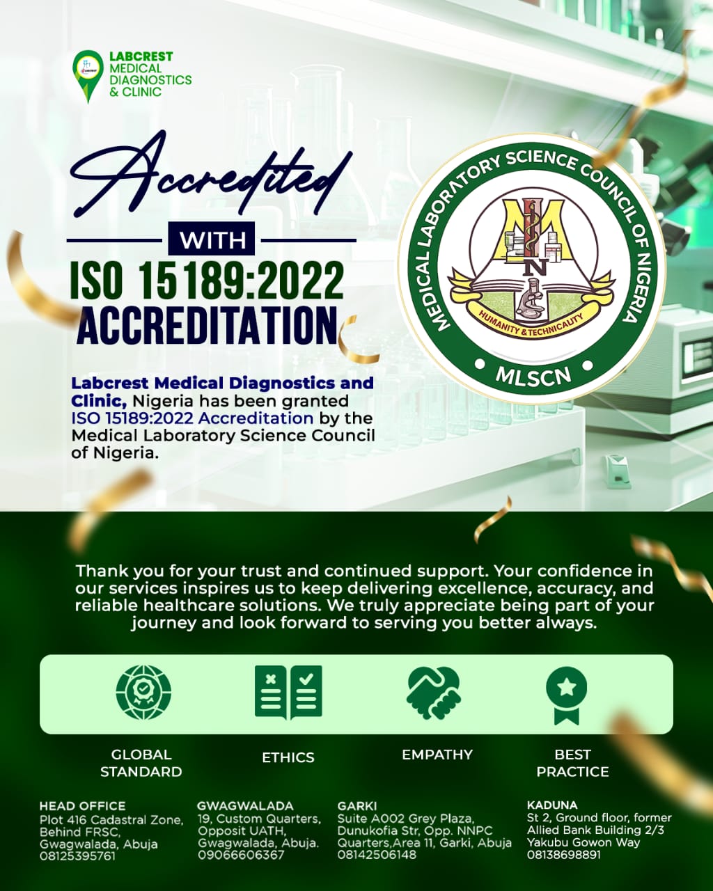 The ISO 15189:2022 accreditation
